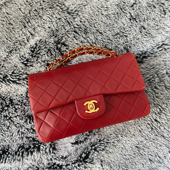 CHANEL Handbags - Chanel Classic Flap in Red Lambskin Series 1 Vintage 24k gold plated hardware